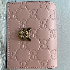 GUCCI GG SIGNATURE CRYSTAL CAT-EYE CARD CASE GG WALLET